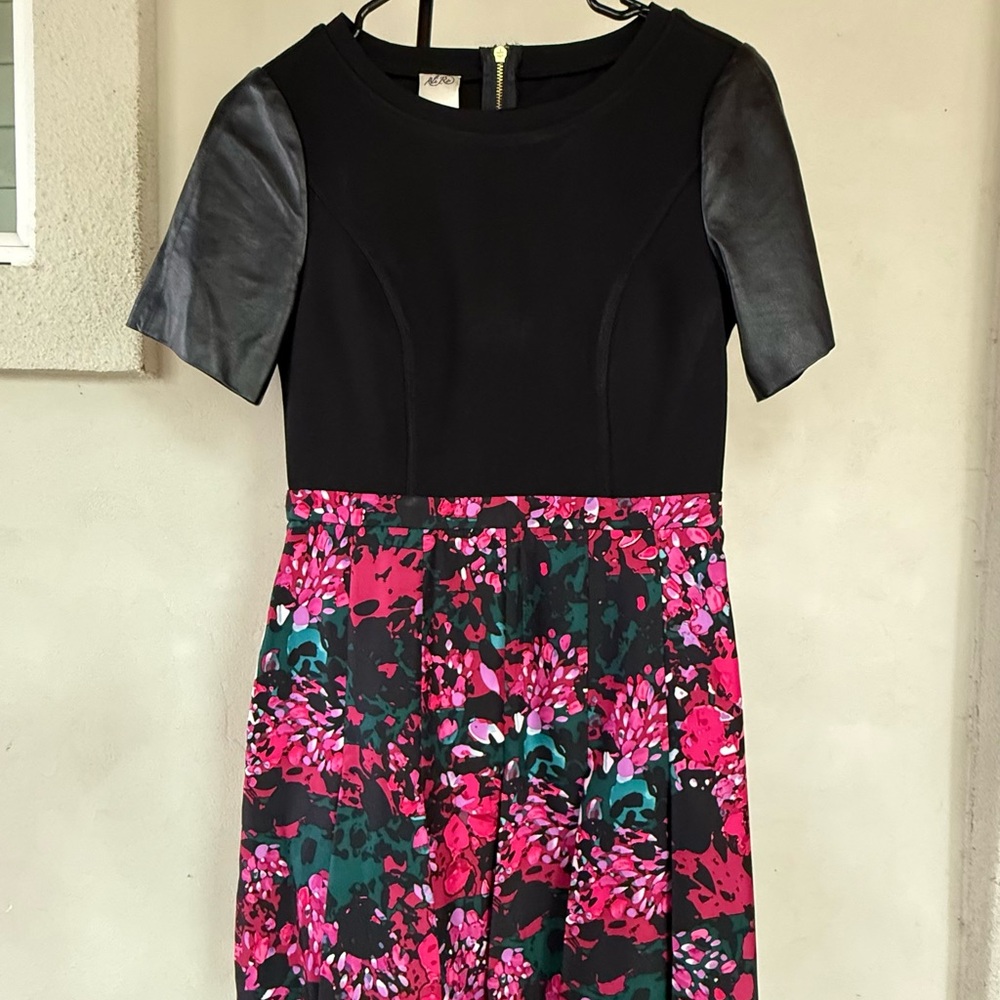 Black and Floral Short Sleeve Dress